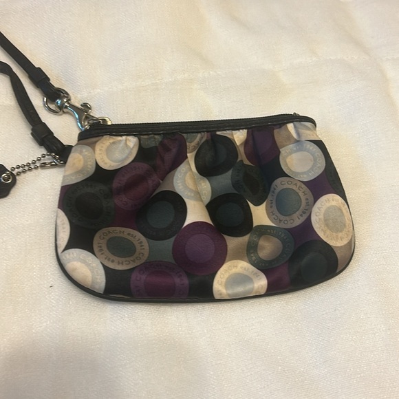 Coach wristlet eggplant color, white, khaki, green blue - Picture 3 of 11